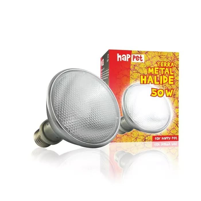 Happet Terra Metal Halide 50W 3in1 UVB UVA Wärmelampe 6000K für Terrarien, Tageslichtspektrum mit Infrarot PAR30 E27 für Reptilien, Terrarienbeleuchtung Heizlampe für Tagaktive Reptilien & Echsen