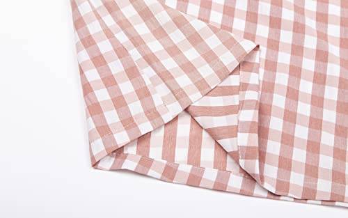 Mud Kingdom Toddler Girls Nightgown Long Sleeve Cute Plaid Peter Pan Collar Sleepwear Soft Pink 2T #TOP6