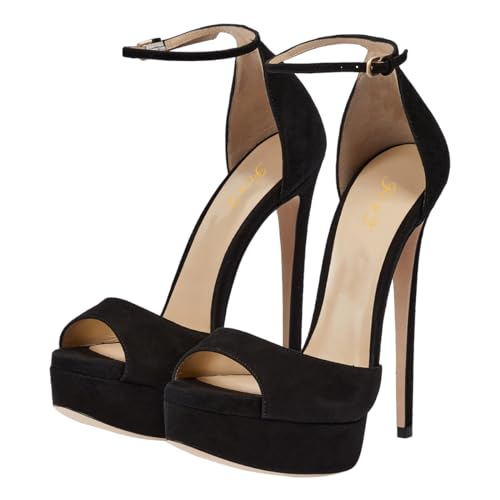 FOWT Women Platform Peep Toe Pumps Stiletto High Heel D'orsays Ankle Strap Party Ballroom Dressy Shoes Size 4-16 US2