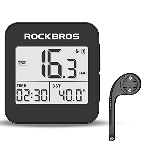 ROCKBROS GPS Bike Computer with Mount, Cycling Computer with Automatic Backlight, Bicycle Odometer IPX6 Waterproof and 600mAH Battery Large Display Screen