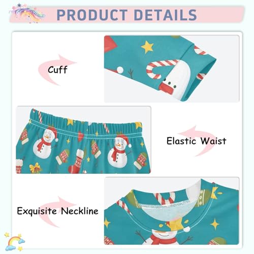 Pajama Sets Long Sleeve Christmas Snowmen Stockings and Hearts Soft Comfy Sleepwear 2 Piece PJS 3-8T4