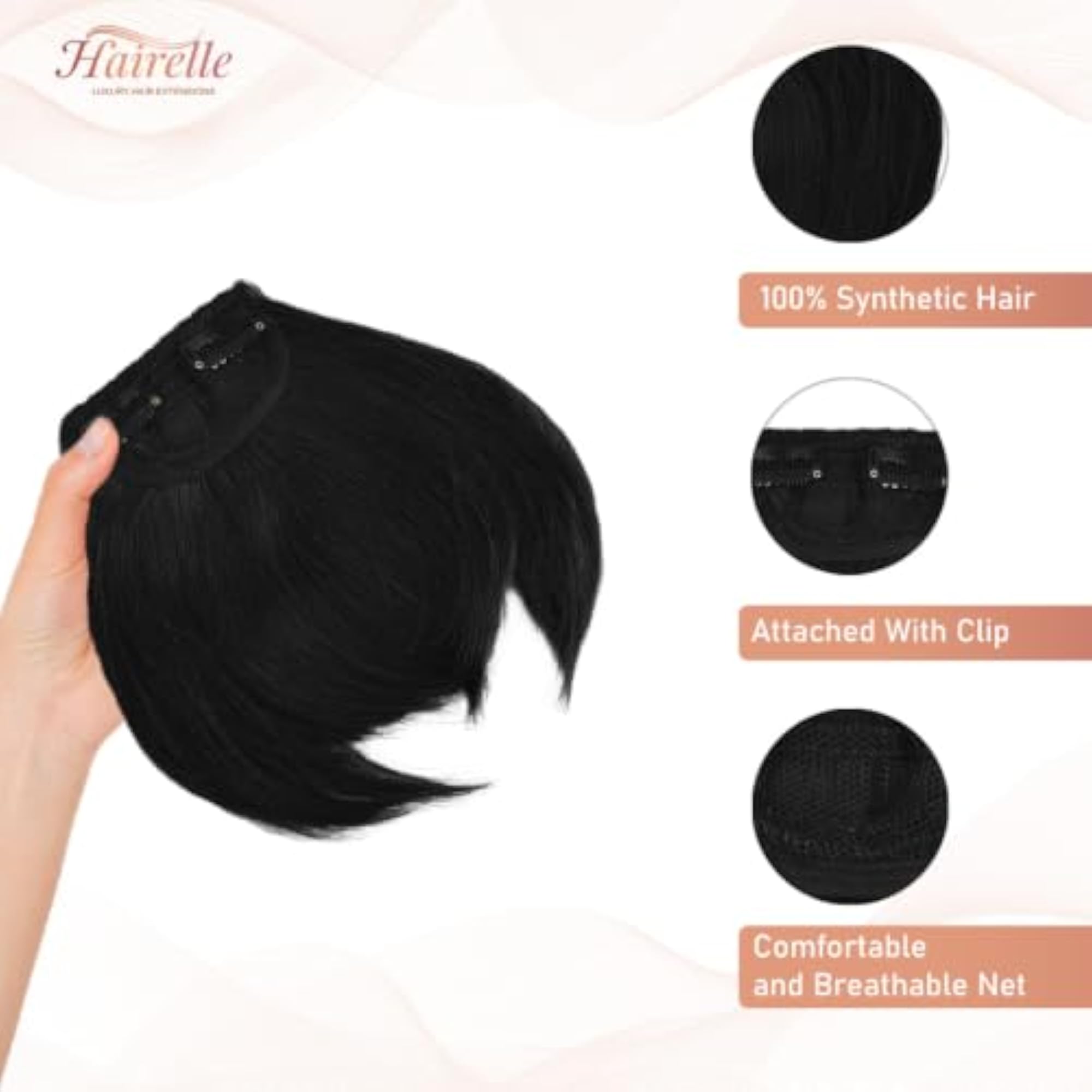 Clip-In Bangs for Women & Girls Synthetic Side Fringe