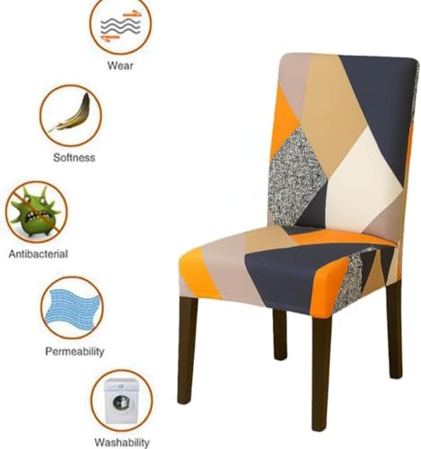 Image of Homerz Premium 6 Seater Dining Table Cloth with 6 Dining Chair Covers,Elastic Fitted Chair Slipcovers, Printed Polycotton Fabric, Table Cloth Size 60x90 inch (Halo)