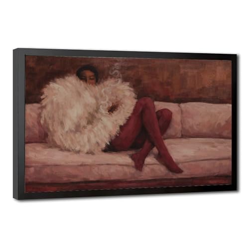 Tableau abstrait femme rose pour une ambiance douce chez soi