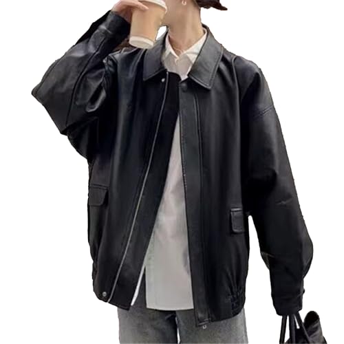 Manteau coupe-vent en similicuir DGKaxiyaHM veste motard noire taille S femme