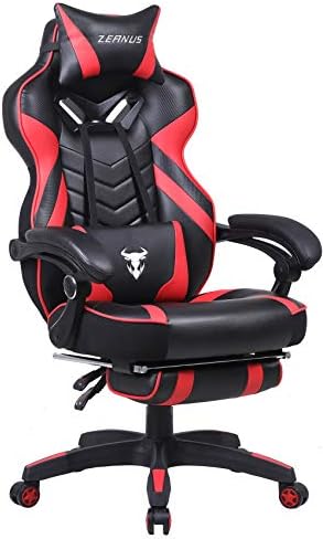 Gaming Chair with Massage, Recliner Computer Chair with Footrest, Big and Tall Computer Gaming Chair for Adults, High Back Gaming Desk Chair, Heavy Duty Gamer Chair, Video Game Chair for Teens (Red)
