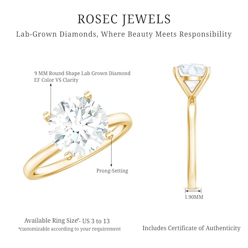 Certified 2.5 Ct Lab Grown Diamond Engagement Ring for Women, Ef-Vs Quality, 9mm Diamond Solitaire Ring - Ready To Gift 6