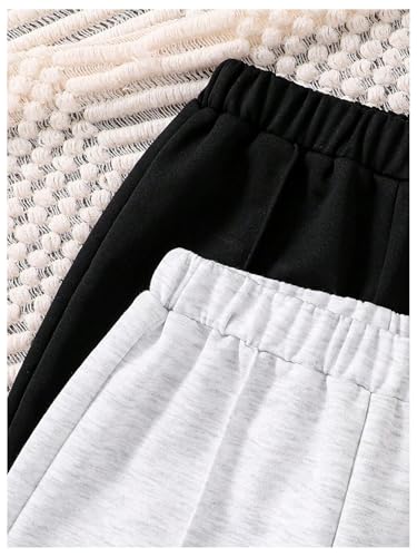 Girl's Straight Leg Sweatpants High Elastic Waist Baggy Pants Joggers Track Pants 2 Packs4