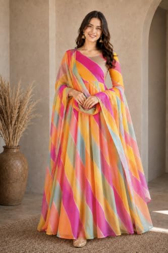 BANDRAGIRLS Rayon Printed Anarkali Gown Set - Image 3