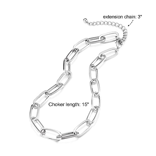 LANE WOODS Gold Chain Necklace and Bracelet for Women Ladies Dainty and Chunky Chain Link Paperclip Jewelry Set4