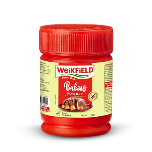 Image of Weikfield Baking Powder | 100% Double Action Baking Powder | Perfect for Fluppy Cakes, Cookies, Muffins & Breads | Perfect for Baking | In Reusable Poly Jar | 100g