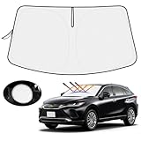 【ハンドル日よけカバー付き】Mozan トヨタ ハリアー 80系 サンシェード フロントガラス用 HARRIER 80 4代目 R2.6-現行 車用サンシェード UVカット 日よけ 日差しカット 遮光 断熱 折り畳み式 ハンドルサンシェード 収納袋付き ハニカム設計 インテリア 取付簡単 暑さ対策 内装パーツ メーカー直営