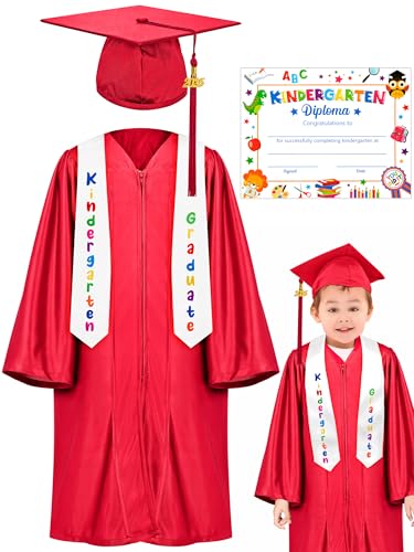 Image of QZYL Kindergarten Graduation Cap and Gown Set, 2026 Congrats Grad Outfit with Tassel & Certificate for Kindergarten