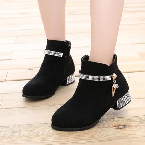 IWIHMIV Girls Dress Ankle Boots Side Zipper Toddler Girls Comfortable Low Heels Princess Dress Up Short Booties4