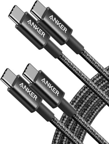 Anker USB C to USB C Charger Cable, New Nylon (6 ft, 2-Pack), 60W (3A) for iPhone 17/16/15, iPad Pro, Samsung Galaxy, MacBook Pro,and More