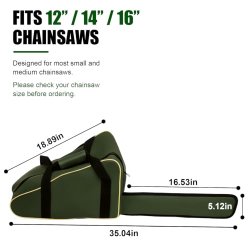 Poweka Chainsaw Bag Carrying Case Portable Protection Holder Fit for Stihl Husqvarna 12''/14'' Chainsaw Storage Bag (Dark Green) by Poweka - Used condition - Image 2
