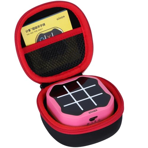 Lebakort Duro Viajar Caja Estuche Funda para GiiKER Tic TAC Toe Bolt Game (Negro + Rojo)