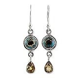 NOVICA Citrine Turquoise .925 Sterling Silver Dangle Earrings, Sunny Droplets'
