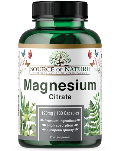 Citrato de Magnesio Alta Dosis – 180 Cápsulas Veganas | 750 mg por cápsula con 120 mg de magnesio elemental | Alta biodisponibilidad | Suave para el estómago | Probado en laboratorio | 3 meses