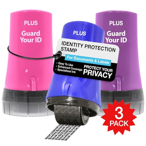 Image of ID Roller 3-Pack - Advanced 2.0 Theft Protection Stamping by Guard Your ID Identity Prevention (Mixed Color: Blue, Pink, Purple)