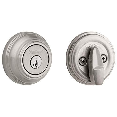 Kwikset 99800-090 980 Single Cylinder Round Traditional Deadbolt Door Lock featuring SmartKey Security