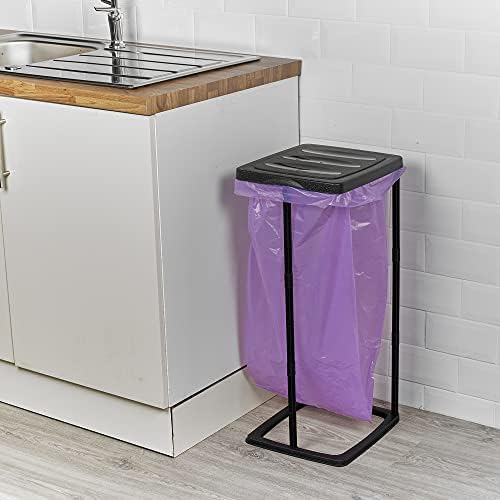 URBNLIVING Freestanding Plastic Dust Bins Trash Cans Rubbish Containers with Adjustable Height (Black)