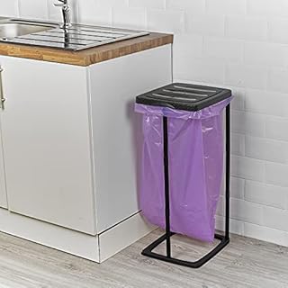 URBNLIVING Freestanding Plastic Dust Bins Trash Cans Rubbish Containers with Adjustable Height (Black)
