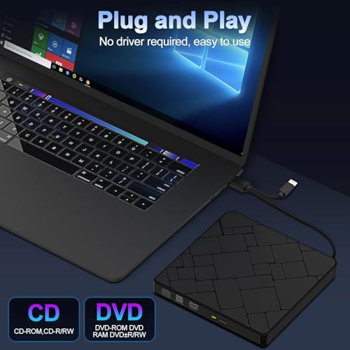 Lectora externa CD DVD para laptop USB 3.0 Tipo-C miniatura 4