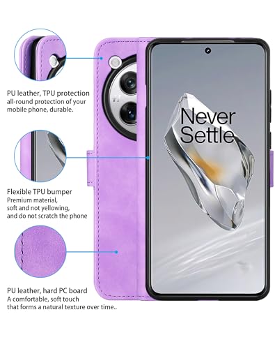 Funda para OnePlus 12 5G con tapa libro abatible y protectora antichoque 5
