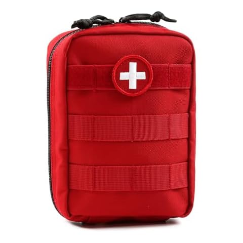 Orca Tactical MOLLE First Aid Pouch - Heavy Duty IFAK Pouch - Empty Medical Pouch Ideal for Military Use EMTs Law Enforcement Camping and Hiking - Med Pouch for Optimal Organization (Red) Cover