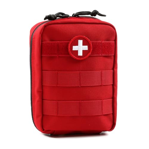 Orca Tactical First Aid Molle Medical Pouch- Heavy Duty IFAK Pouch - Empty Medical Organizer for Military, EMTs, Law Enforcement, Camping, Hiking (Red)