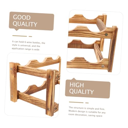 Soporte para botellas de vino de madera carbonizada para 6 botellas miniatura 6