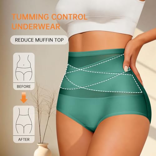 Image of Tummy Control Underwear for Women,Seamless High Waisted Panties,Stretch Ladies Brief Multipack