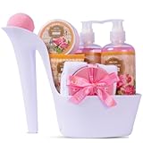 Draizee Rose Scented Home Spa Luxurious 4 Piece Relaxation with Lovely Fragrance Gift Basket Set for Women, Girlfriend (Heel Shoe) - #1 Best Mother's Day Gift for Mom, New Mother