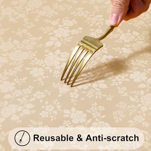 Image of Smiry Heavy Duty Vinyl Fitted Tablecloths for 8 Foot Rectangle Tables | Elastic Waterproof Fitted Tablecloths, Wipeable Washable Table Cover for Kitchen, Dining, Camping (Champagne, 30 inch x 96 inch)
