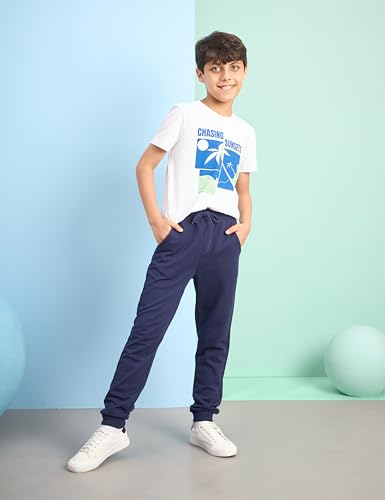 Image of Amazon Brand - Symbol Boys Cotton Rich Stretchable Knit Terry Track Pants Joggers | Age 2-14 Years