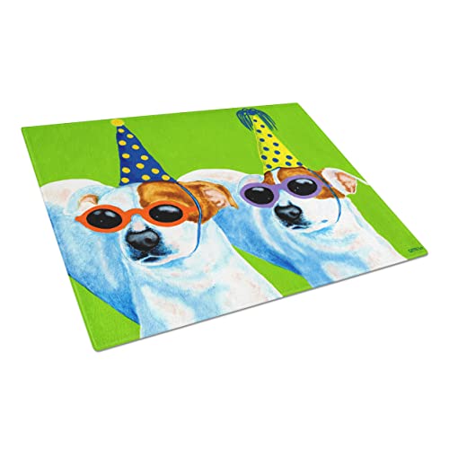 Caroline’s Treasures Party Animals Jack Russell Terriers Tabla de cortar de cristal, grande, multicolor
