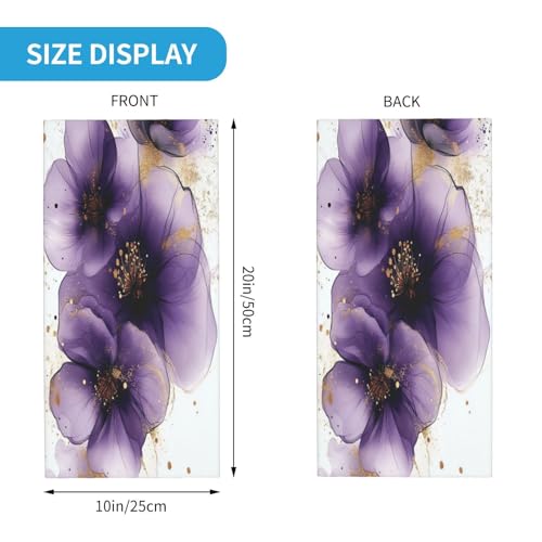 Watercolor Purple Flowers Pattern Neck Gaiter Face Mask Scarf Bandana Head Wrap Uv Protection Balaclava For Sports2
