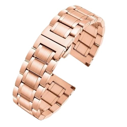 Bracelet de montre en acier inoxydable 14mm maillons or rose bout plat incurvé
