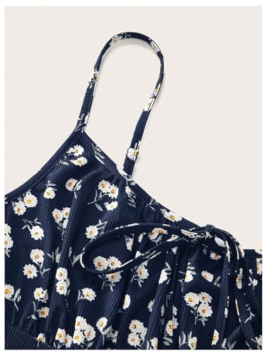 Image of Floerns Women's Plus Size Boho Floral Milkmaid Bow Tie Ruched Cami Summer Holiday Flowy Mini Dress