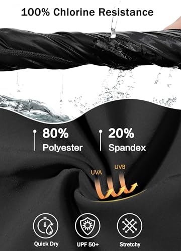 Women's High Waisted Long Swim Shorts - 5''/7''/9''/12" Tummy Control Swim Board Capris Bottoms Swimwear with Liner4