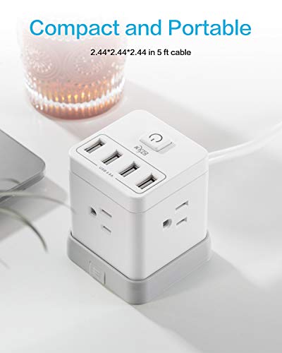 Protector eléctrico KMC con 3 tomas, 4 puertos USB, control por interruptor y cable de 1.52 m miniatura 4