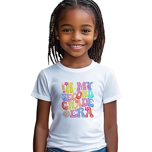 in My Second Grade Era #3 Kids Shirts, YS-YXL, Girls, Flowers, Colorful, Funny, Great for The First Day of School Or Everyday