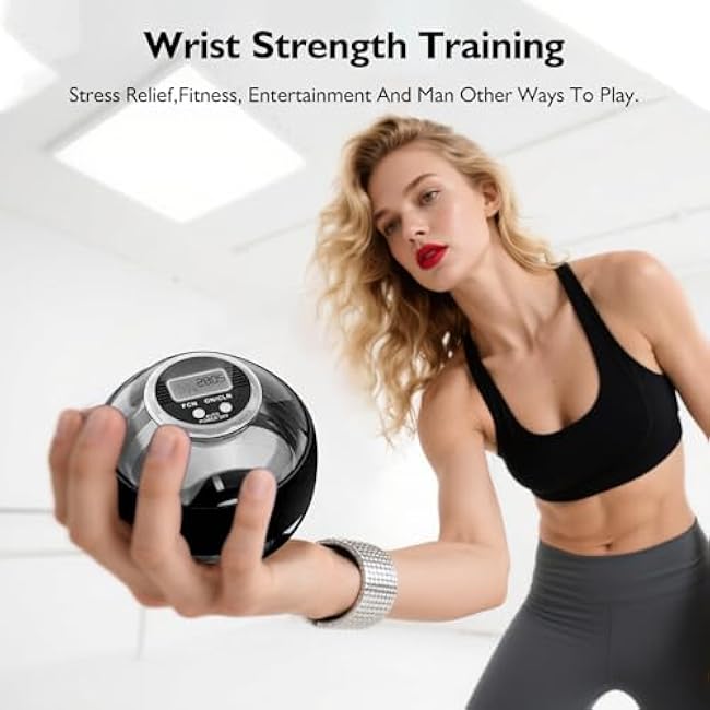 Torque Ball Hand Exerciser, Gyro Ball, Auto-Start Gyroscopic Wrist Trainer for Arms, Hand Strengthening Devices, Wrist Strengthener, Finger Exerciser, Auto-Start Colorful Lightin