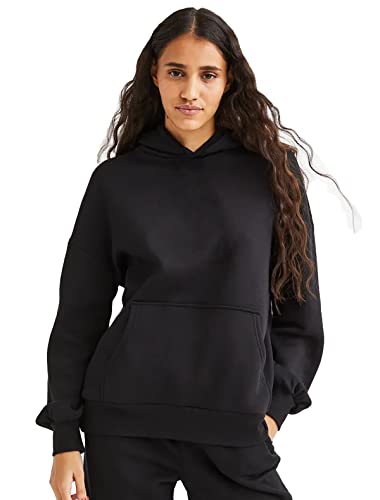 Image of LEOTUDE Women's Loose Fit Drop Shoulder Hooded Neck Loopknit Sweatshirt (Color Maroon)
