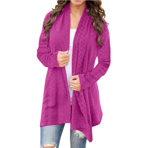 Cardigan décontracté au design irrégulier rose manches longues