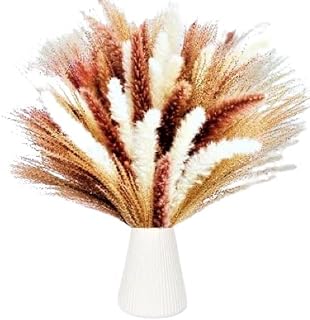 60 Pcs Natural Dried Pampas Grass Set Fluffy and Swinging Boho Plant for Wedding Dried Flower Arrangements Home Decor, 44x7x7