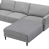 TAOCOCO 100% Waterproof Chaise Couch Cover Reversible Sofa Seat Cover Pet Chaise Cover for L Sectional Couch U Shape Ottomans Couch Furniture Protector Sofa Slipcover, Washable(Light Gray, Chaise)