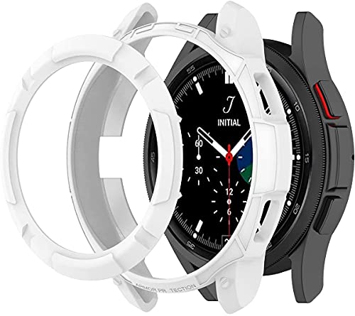 Compatible with Samsung Galaxy 4 Classic 42mm 46mm TPU Soft Case Cover, Frame PC Protective Cover with Rotatable Bezel Ring for Smartwatch Band Accessories