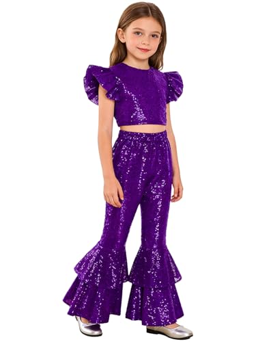Costume danse hip hop fille violet ensemble pantalon et haut de jazz moderne 5-6 ans Aislor